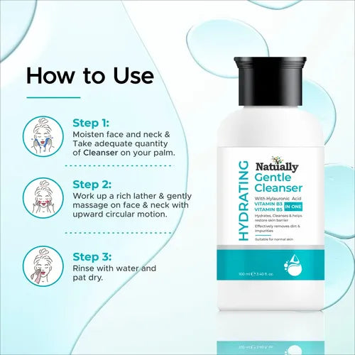 Natually Hydrating Cleanser (100ml) - Non-Foaming Face Wash with Hyaluronic Acid & Non-Irritating And Fragrance-Free Cleanser