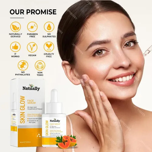 Natually Skin Glow Face Serum - 2% Kojic Acid, Glutathione and Papaya - 30ml