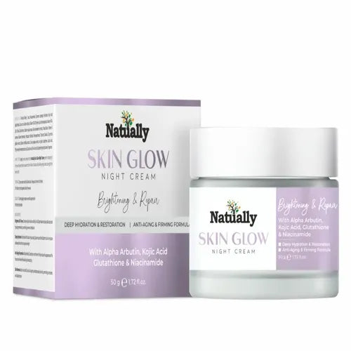 Natually Skin Glow Night Cream - Alpha Arbutin, Kojic Acid, Glutathione & Niacinamide – Brighten & Repair
